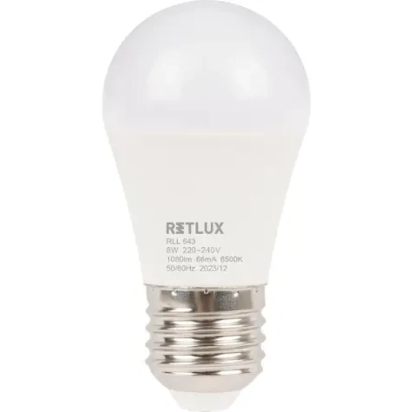 Retlux RLL 643 G45 E27 mini Globe 8W / 1080 lm / 6500K - denná biela / D (8590669358168)