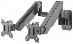 Manhattan nástenný držiak pre 2 monitory čierna / Držiak / 17-32" / VESA 75x75-100x100 / nosnosť 8 kg (461627)