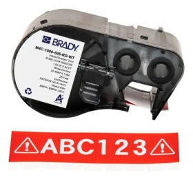 BRADY Páska pre tlačiarne M410, BMP41, M510, BMP51, M511 červeno-biela / Štítky do tlačiarne / Vinylové / 25,4 mm (M4C-1000-595-RD-WT)