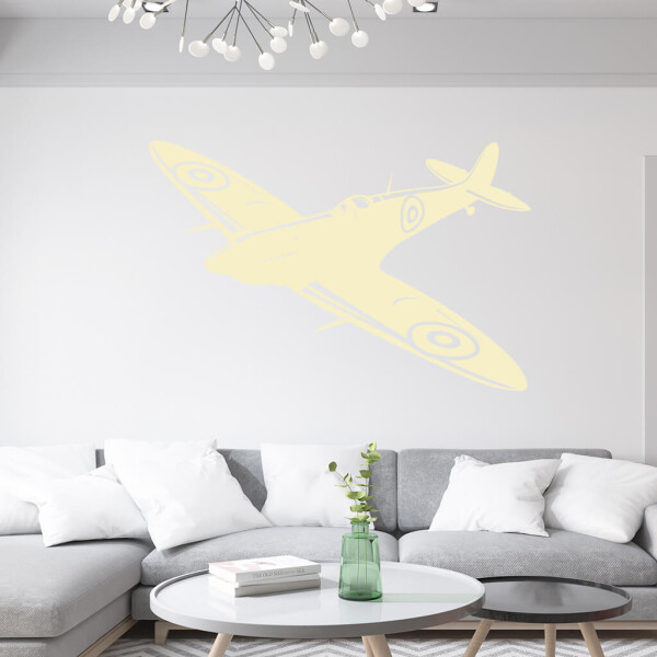 Veselá Stena Samolepka Stíhačka Supermarine Spitfire Farba: béžová, Veľkosť: 100 x 65 cm
