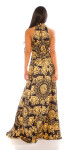 Sexy Maxi Neck Dress With Print blackyellow Einheitsgroesse