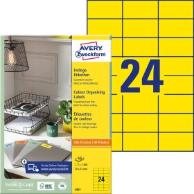 Avery-Zweckform 3451 etikety 70 x 37 mm papier žltá 2400 ks trvalé univerzálne etikety; 3451