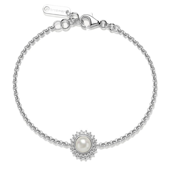 Brosway Trblietavý strieborný náramok s perlou Infinite White Fancy FIW138