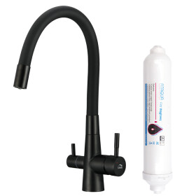 Laveo - Riveco - drezová batéria stojanková s elastickým ramenom + filter, čierna BRIBB68D