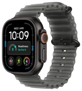 Apple Watch Ultra 4 GPS+Cellular 49mm Čierne titánové telo - Priesvitne čierny oceánsky remienok / 130-200 mm (MJAY4QC/A)
