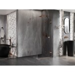 MEXEN/S - Lunar-F sprchovací kút skladacie dvere pravá 80 x 80, transparent, měď kartáčovaná 836-080-080-65-00-P