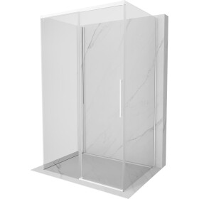 MEXEN/S - Rox-3S sprchovací kút 3 stenný, posuvný 125 x 110, transparent, biela 8C2-125-110-20-00-3S