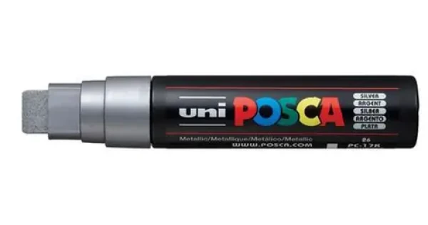 POSCA PC-17K strieborná / Akrylový popisovač / Extra široký hrot 1,5 cm / Na vodnej báze (186382)