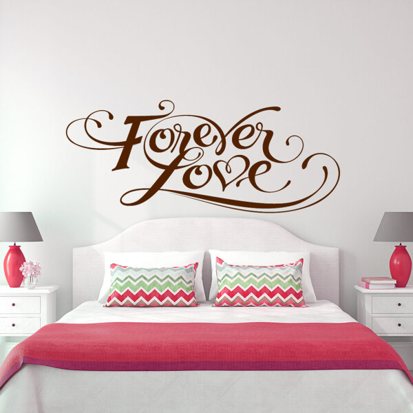 Veselá Stena Samolepka Forever love Farba: hnědá, Veľkosť: 40 x 18 cm