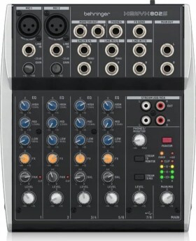 Behringer Behringer 502S - 5-kanałowy kompaktowy mikser analogowy z interfejsem USB zaprojektowany specjalnie do obsługi podcastów, streamowania oraz nagrywania w domu