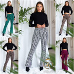 Sexy Highwaist flared pants with print pink L/XL