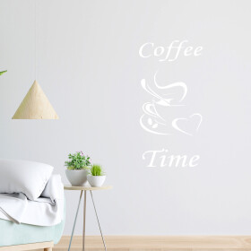 Veselá Stena Samolepka Coffee time Farba: biela, Veľkosť: 40 x 20 cm
