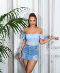 Trendy Off Shoulder Summer Top lilac Einheitsgroesse