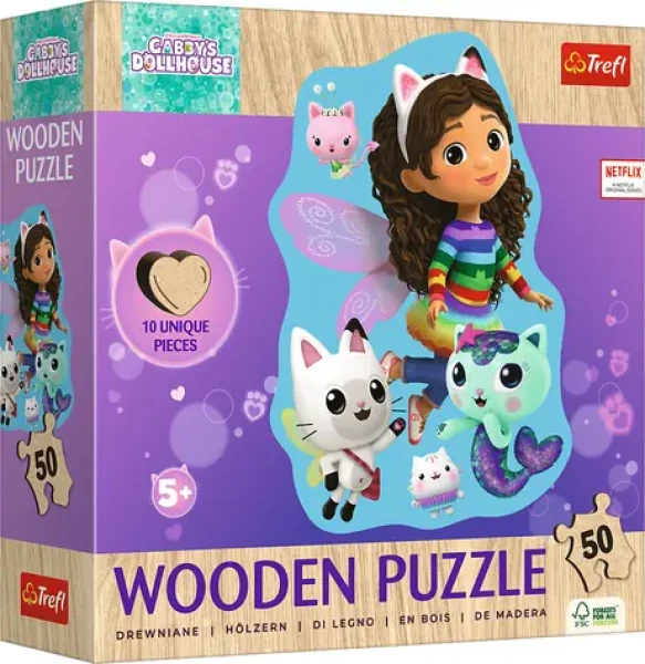 Trefl Drevené puzzle Gábinin kúzelný domček: Veselá Gábinka