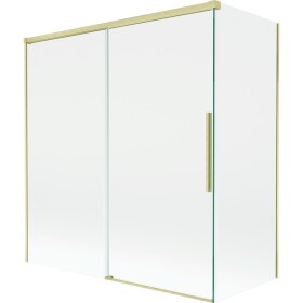MEXEN/S - Rox vaňová zástena 2-krídlová posuvná 150 + 70 x 150, transparent, zlatá kartáčovaná 8C9-150-070-55-00