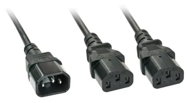 Lindy IEC Y-kábel C14 - 2x C13 čierna / Napájací kábel / 2 m (30039)