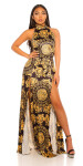 Sexy Maxi Neck Dress With Print blackyellow Einheitsgroesse