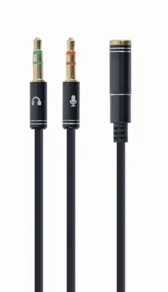 Gembird CCA-418M kábel 2x 3.5mm jack (M) na 3.5mm jack (4pin F) / 0.2m (CCA-418M)