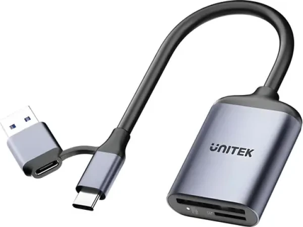 Unitek Čítačka pamäťových kariet 2v1 / Čítačka pamäťových kariet / SD 4.0, microSD 4.0 / USB-C + USB-A (R1018E01)
