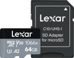 Lexar Professional 1066x MicroSDXC 64 GB Class 10 UHS-I/U3 A2 V30 (LMS1066064G-BNANG)