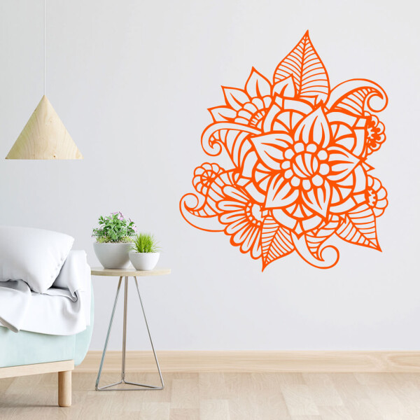 Veselá Stena Samolepka Kvetinový ornament Farba: oranžová, Veľkosť: 80 x 69 cm