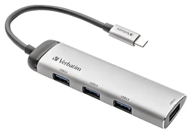 Verbatim 49147 sivá / USB hub / USB-C vstup / 4X USB 3.2 Gen 1 / 5 Gb/s (49147)