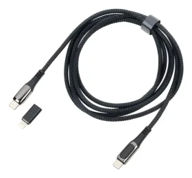 TROIKA SPEEDY XL čierna / Nabíjací kábel / USB-C - USB-C/Lightning / PD 100W / 2 m (CBL20/BK)