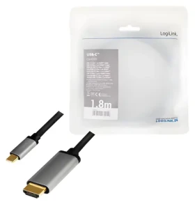 LogiLink USB-C - HDMI čierna/sivá / Redukcia / 4K 60Hz / 1,8 m / pozlátené konektory (CUA0101)