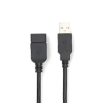 Nedis USB-A predlžovací kábel čierna / Kábel USB / USB-A - USB-A / 480 Mbps / 1 m (CCGB60010BK10)