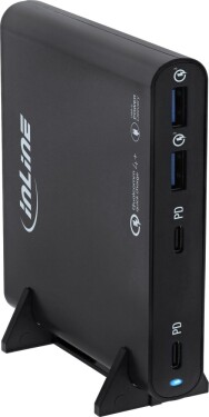 Manhattan InLine® USB Netzteil, GaN Ladegerät, 4-Port, 2x USB-C + 2x USB-A, 120W, schwarz