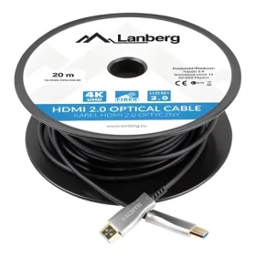 Lanberg CA-HDMI-20FB-0200-BK / Optický kábel HDMI / M/M / 20m / v2.0 / 4K / AOC (CA-HDMI-20FB-0200-BK)