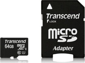 Transcend Micro SDXC 64GB + SD adaptér / Micro SDXC / 64GB / Class 10 UHS-1 (TS64GUSDU1)