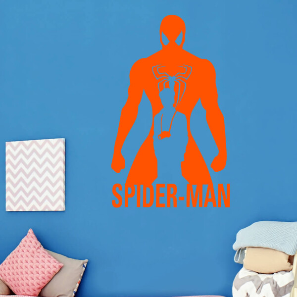 Veselá Stena Samolepka Spiderman silueta Farba: oranžová, Veľkosť: 60 x 36 cm