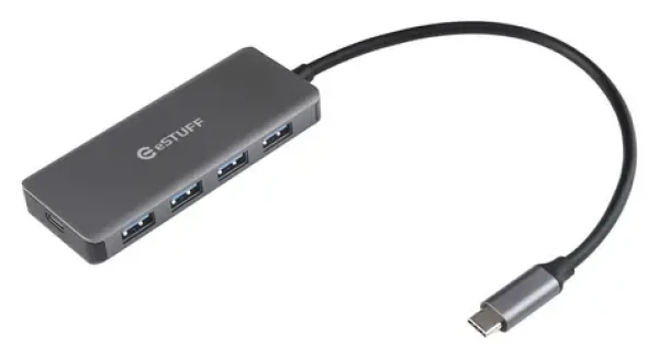 ESTUFF USB-C Charging Hub / Rozbočovač / 4X USB-A 3.2 Gen1 / USB-C PD 65W / hliníkový (ES623007)