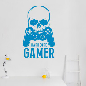 Veselá Stena Samolepka Hardcore Gamer Farba: modrá, Veľkosť: 40 x 24 cm