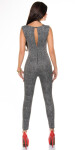 Elegant KouCla Jumpsuit with gold buckle blackwhite L