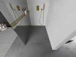 MEXEN/S - KIOTO Sprchová zástena WALK-IN s poličkou a držiakom uterákov 100 x 200, zrkadlové 8 mm, zlatá 800-100-121-50-50