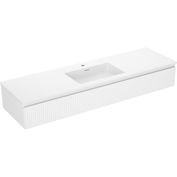 MEXEN/S - Rivel kúpeľňová skrinka 160 cm s umývadlom Otis, 1 šuplík, reliéf, biela mat 91A20-16023-1-BF01-W18M01