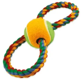 Dog Fantasy Hračka - preťahovadlo osmička farebné bavlnené s tenisákom 25cm (124-10146)