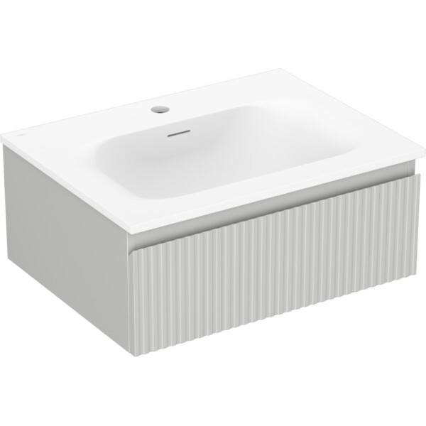 MEXEN/S - Rivel kúpeľňová skrinka 60 cm s umývadlom Vela, 1 šuplík, reliéf, šedá mat/biela mat 91A20-06023-1-BF62-W23M01