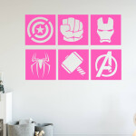 Veselá Stena Samolepka Znaky Avengers sada Farba: žlutá, Veľkosť: 40 x 58 cm