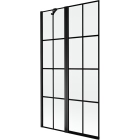 MEXEN - MIST vaňová zástena 100x150 cm 6mm f+s, čierna, dekor, ľavá 8A9-100-011-70-77-L