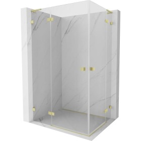 MEXEN/S - Lunar L Duo sprchovací kút dvere krídlové 105 x 80, transparent, zlato kartáčovaná 834L-105L-080P-55-00