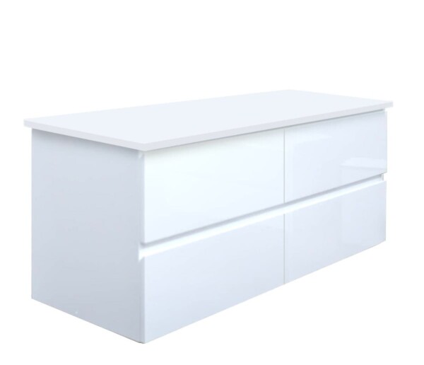 Kúpeľňová skrinka s krycou doskou SAT B-Way 119x50x45 cm biela lesk BWAY2120WDESK BWAY2120WDESK
