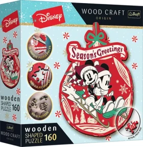 Trefl Wood Craft Origin - Puzzle - Vianočné dobrodružstvo Mickeyho a Minnie