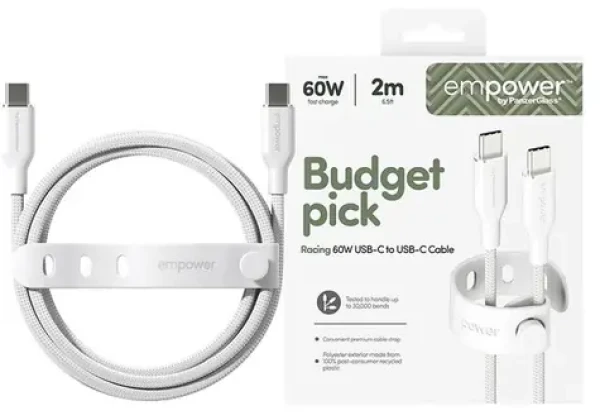 PanzerGlass empower 60W USB-C to USB-C Cable USB 2.0 2M biela (198300)