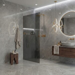 CERANO - Sprchová zástena Walk-in Crystal Ľ/P - 8 mm - bezvzperový systém - zlatá, grafitové sklo - 100x200 CER-8050BD6623