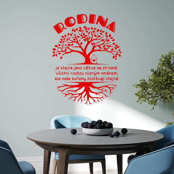 Veselá Stena Samolepka Rodina s koreňmi Farba: červená, Veľkosť: 80 x 60 cm