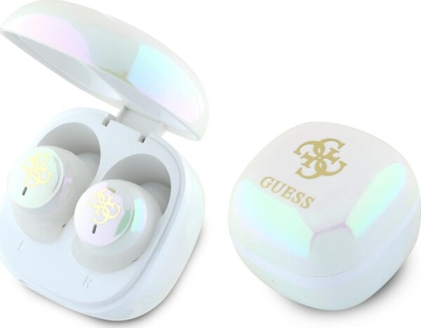 Guess Bluetooth headphones GUTWSJ144ESH TWS + docking station white/white Iridescent 4G Printed Logo