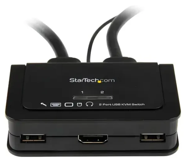 StarTech 2-portový HDMI KVM prepínač čierna / KVM prepínač / integrovaný kábel 0,85 m / 1920x1200 px / USB (SV211HDUA)